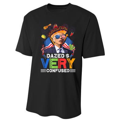 Biden Dazed And Very Confused Funny Anti Biden 4th Of July Performance Sprint T-Shirt