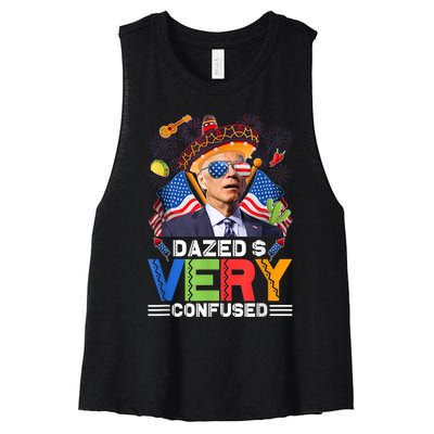 Biden Dazed And Very Confused Funny Anti Biden 4th Of July Women's Racerback Cropped Tank