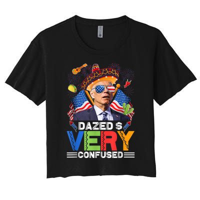 Biden Dazed And Very Confused Funny Anti Biden 4th Of July Women's Crop Top Tee