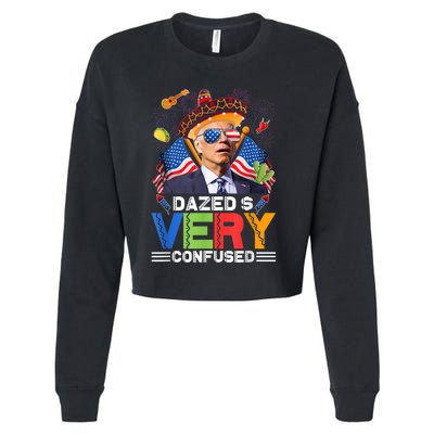 Biden Dazed And Very Confused Funny Anti Biden 4th Of July Cropped Pullover Crew