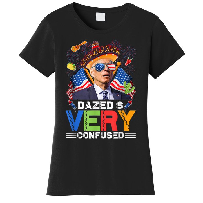 Biden Dazed And Very Confused Funny Anti Biden 4th Of July Women's T-Shirt