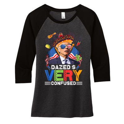 Biden Dazed And Very Confused Funny Anti Biden 4th Of July Women's Tri-Blend 3/4-Sleeve Raglan Shirt