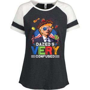 Biden Dazed And Very Confused Funny Anti Biden 4th Of July Enza Ladies Jersey Colorblock Tee