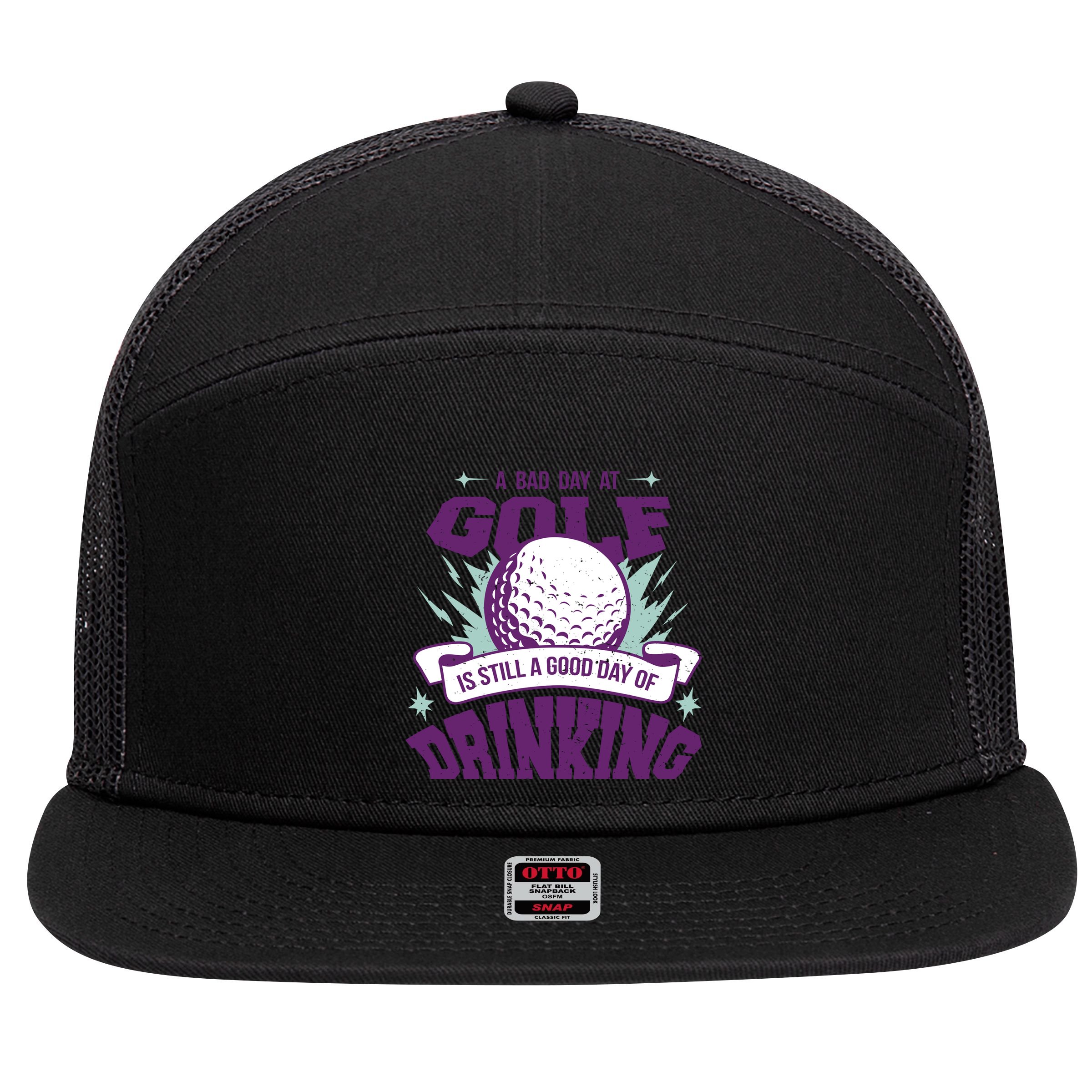 Bad Day At Golf Funny 7 Panel Mesh Trucker Snapback Hat