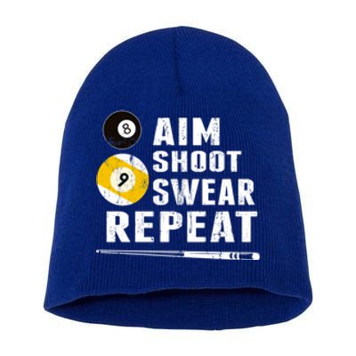 Billiards Dad Aim Shoot Swear Repeat Billiards Gift For Father's Day Short Acrylic Beanie