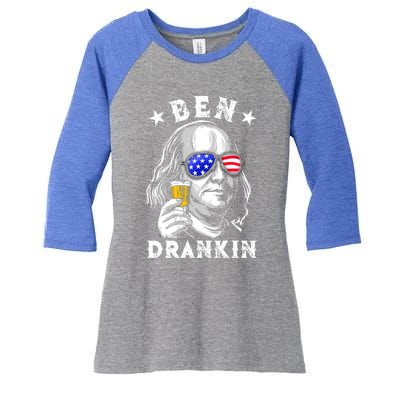 Ben Drankin Benjamin Franklin Funny Ing 4th Of July Usa Great Gift Women's Tri-Blend 3/4-Sleeve Raglan Shirt