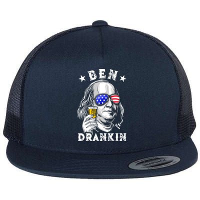 Ben Drankin Benjamin Franklin Funny Ing 4th Of July Usa Great Gift Flat Bill Trucker Hat