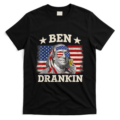 Ben Drankin Benjamin Franklin 4th Of July Funny Drinking T-Shirt