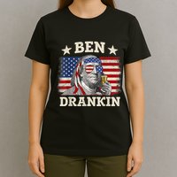 Ben Drankin Benjamin Franklin 4th Of July Funny Drinking T-Shirt