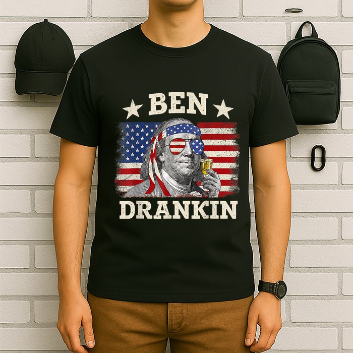 Ben Drankin Benjamin Franklin 4th Of July Funny Drinking T-Shirt