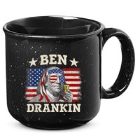 Ben Drankin Benjamin Franklin 4th Of July Funny Drinking 15oz Campfire Ceramic Mug