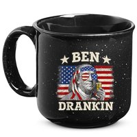 Ben Drankin Benjamin Franklin 4th Of July Funny Drinking 15oz Campfire Ceramic Mug