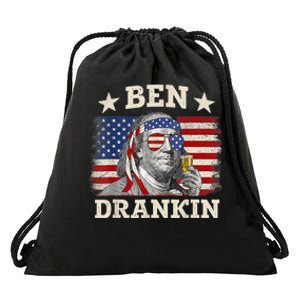 Ben Drankin Benjamin Franklin 4th Of July Funny Drinking Drawstring Bag