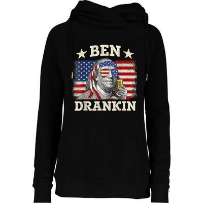 Ben Drankin Benjamin Franklin 4th Of July Funny Drinking Womens Funnel Neck Pullover Hood