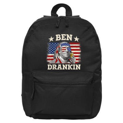 Ben Drankin Benjamin Franklin 4th Of July Funny Drinking 16 in Basic Backpack