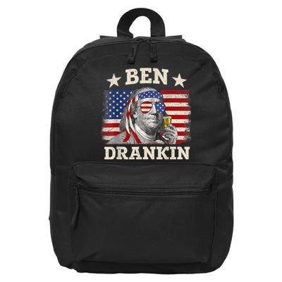 Ben Drankin Benjamin Franklin 4th Of July Funny Drinking 16 in Basic Backpack