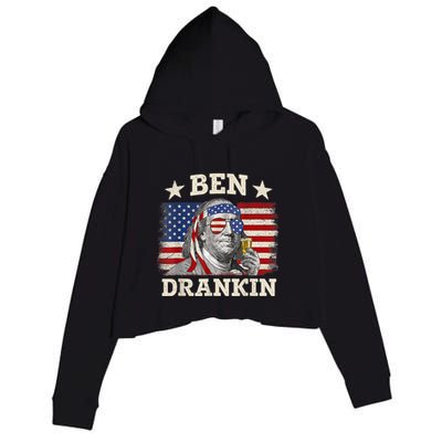 Ben Drankin Benjamin Franklin 4th Of July Funny Drinking Crop Fleece Hoodie