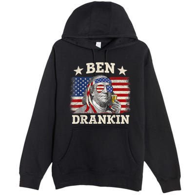 Ben Drankin Benjamin Franklin 4th Of July Funny Drinking Premium Pullover Hoodie