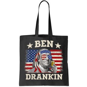 Ben Drankin Benjamin Franklin 4th Of July Funny Drinking Tote Bag