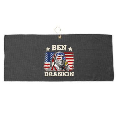 Ben Drankin Benjamin Franklin 4th Of July Funny Drinking Large Microfiber Waffle Golf Towel
