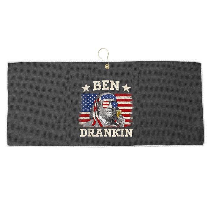 Ben Drankin Benjamin Franklin 4th Of July Funny Drinking Large Microfiber Waffle Golf Towel