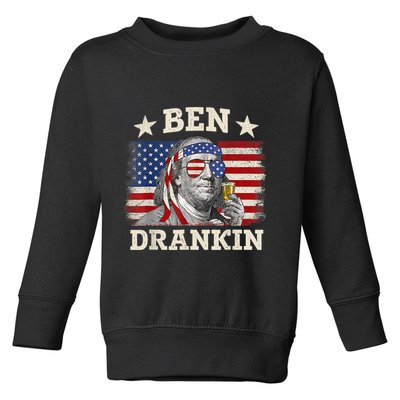 Ben Drankin Benjamin Franklin 4th Of July Funny Drinking Toddler Sweatshirt