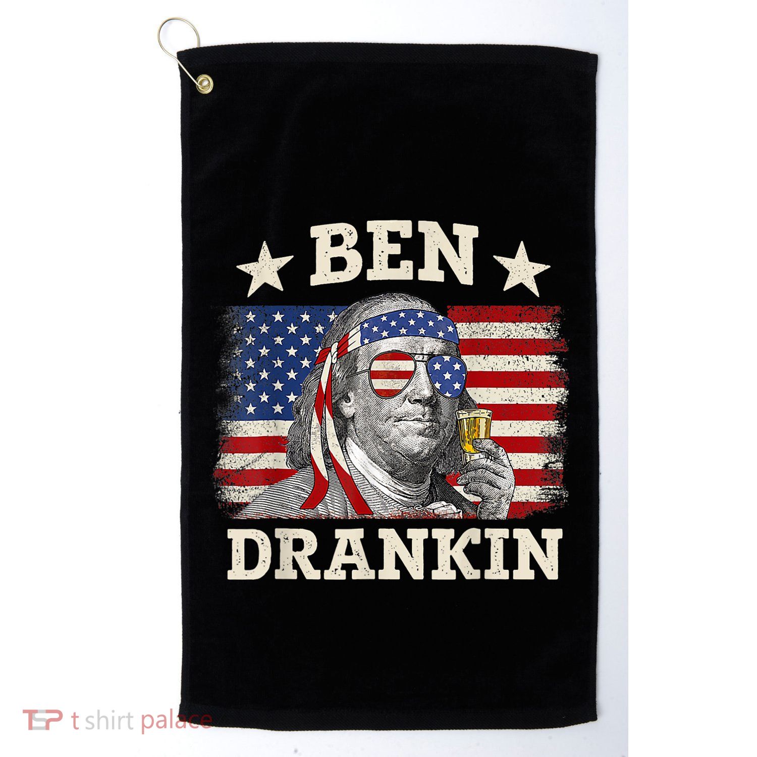 Ben Drankin Benjamin Franklin 4th Of July Funny Drinking Golf Towel