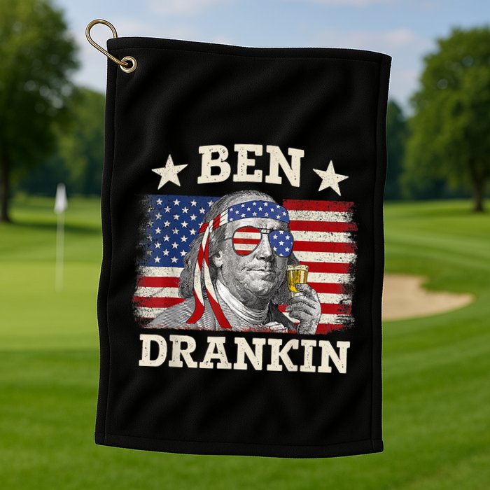 Ben Drankin Benjamin Franklin 4th Of July Funny Drinking Golf Towel