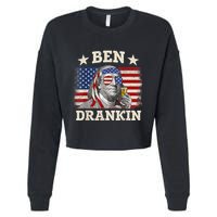 Ben Drankin Benjamin Franklin 4th Of July Funny Drinking Cropped Pullover Crew