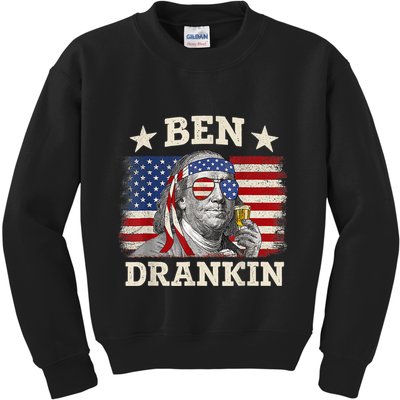 Ben Drankin Benjamin Franklin 4th Of July Funny Drinking Kids Sweatshirt
