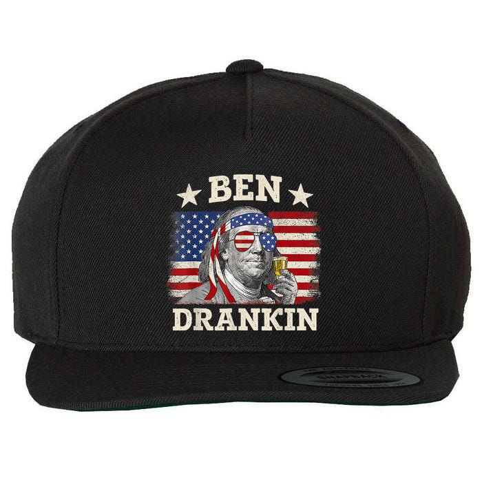 Ben Drankin Benjamin Franklin 4th Of July Funny Drinking Wool Snapback Cap