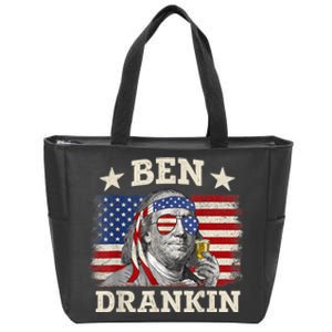 Ben Drankin Benjamin Franklin 4th Of July Funny Drinking Zip Tote Bag