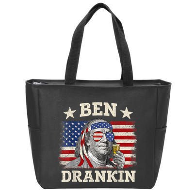 Ben Drankin Benjamin Franklin 4th Of July Funny Drinking Zip Tote Bag