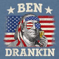 Ben Drankin Benjamin Franklin 4th Of July Funny Drinking Garment-Dyed Sweatshirt