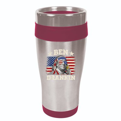 Ben Drankin Benjamin Franklin 4th Of July Funny Drinking 16oz Travel Tumbler