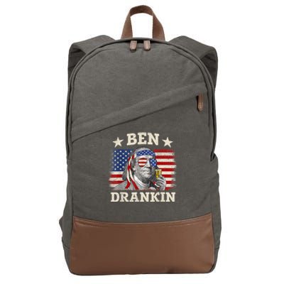 Ben Drankin Benjamin Franklin 4th Of July Funny Drinking Cotton Canvas Backpack