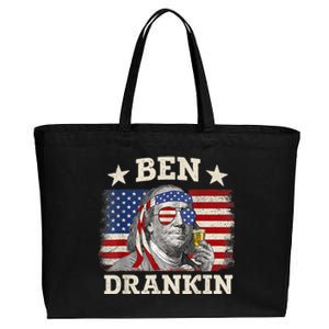 Ben Drankin Benjamin Franklin 4th Of July Funny Drinking Cotton Canvas Jumbo Tote