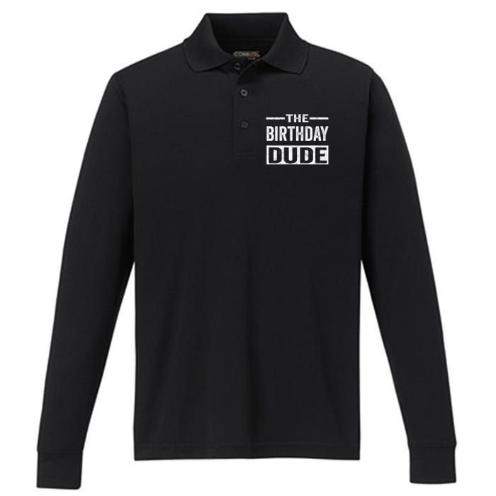 Birthday Dude Performance Long Sleeve Polo