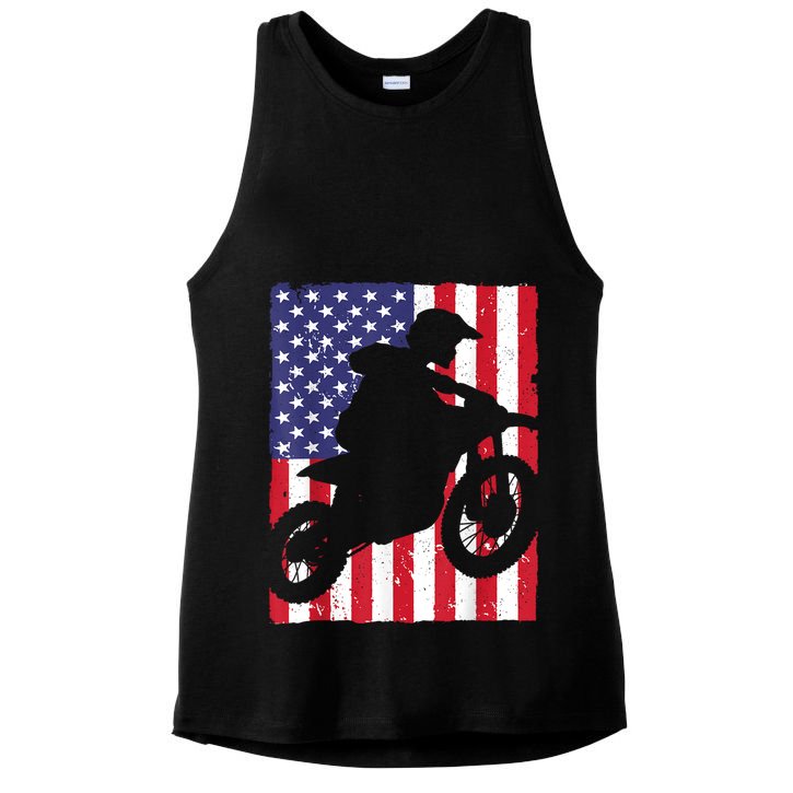 Best Dirt Bike For Men Dirtbike Racing US Flag Biker Ladies PosiCharge Tri-Blend Wicking Tank