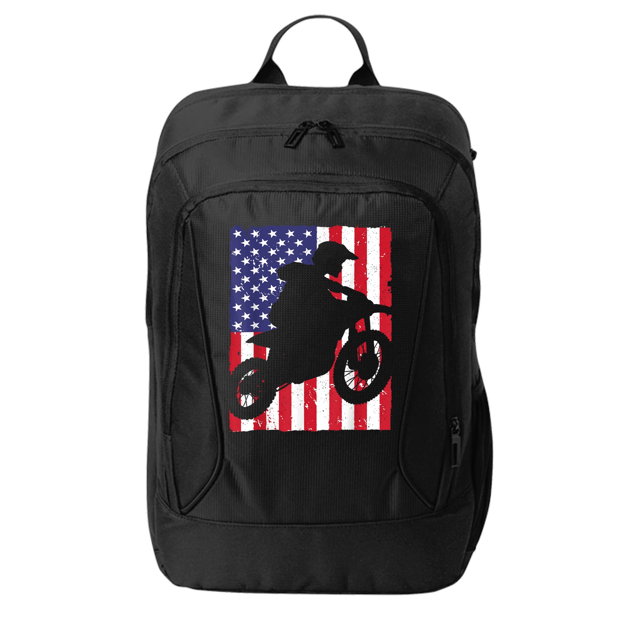 Best Dirt Bike For Men Dirtbike Racing US Flag Biker City Backpack