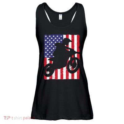 Best Dirt Bike For Men Dirtbike Racing US Flag Biker Ladies Essential Flowy Tank