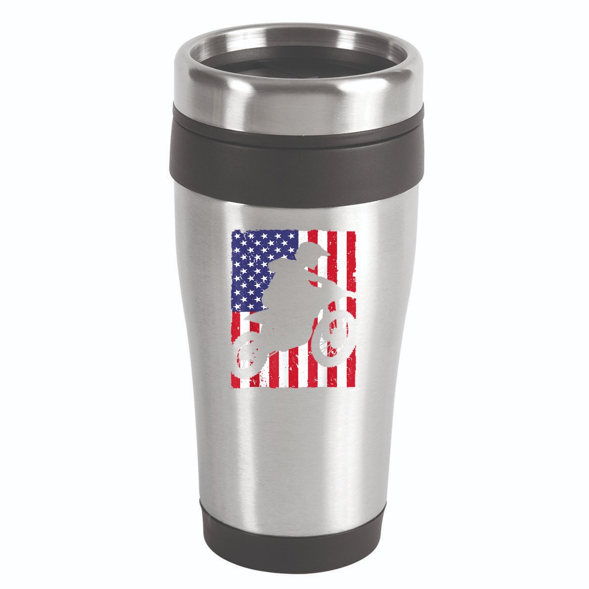 Best Dirt Bike For Men Dirtbike Racing US Flag Biker 16oz Travel Tumbler
