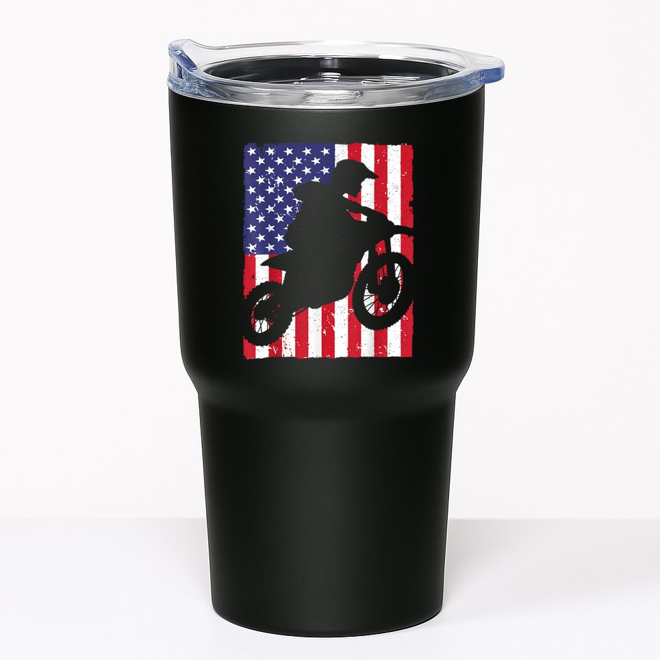 Best Dirt Bike For Men Dirtbike Racing US Flag Biker Tumbler