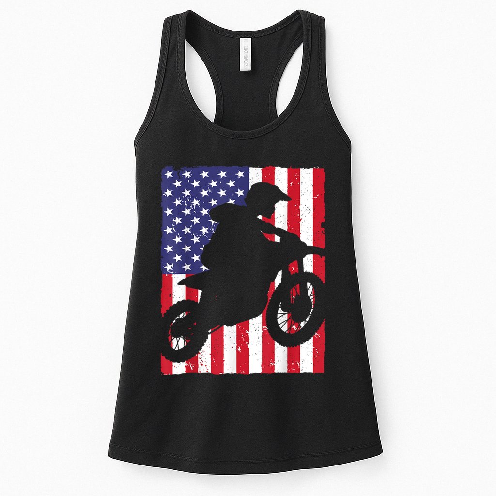 Best Dirt Bike For Men Dirtbike Racing US Flag Biker Womens Tank Top