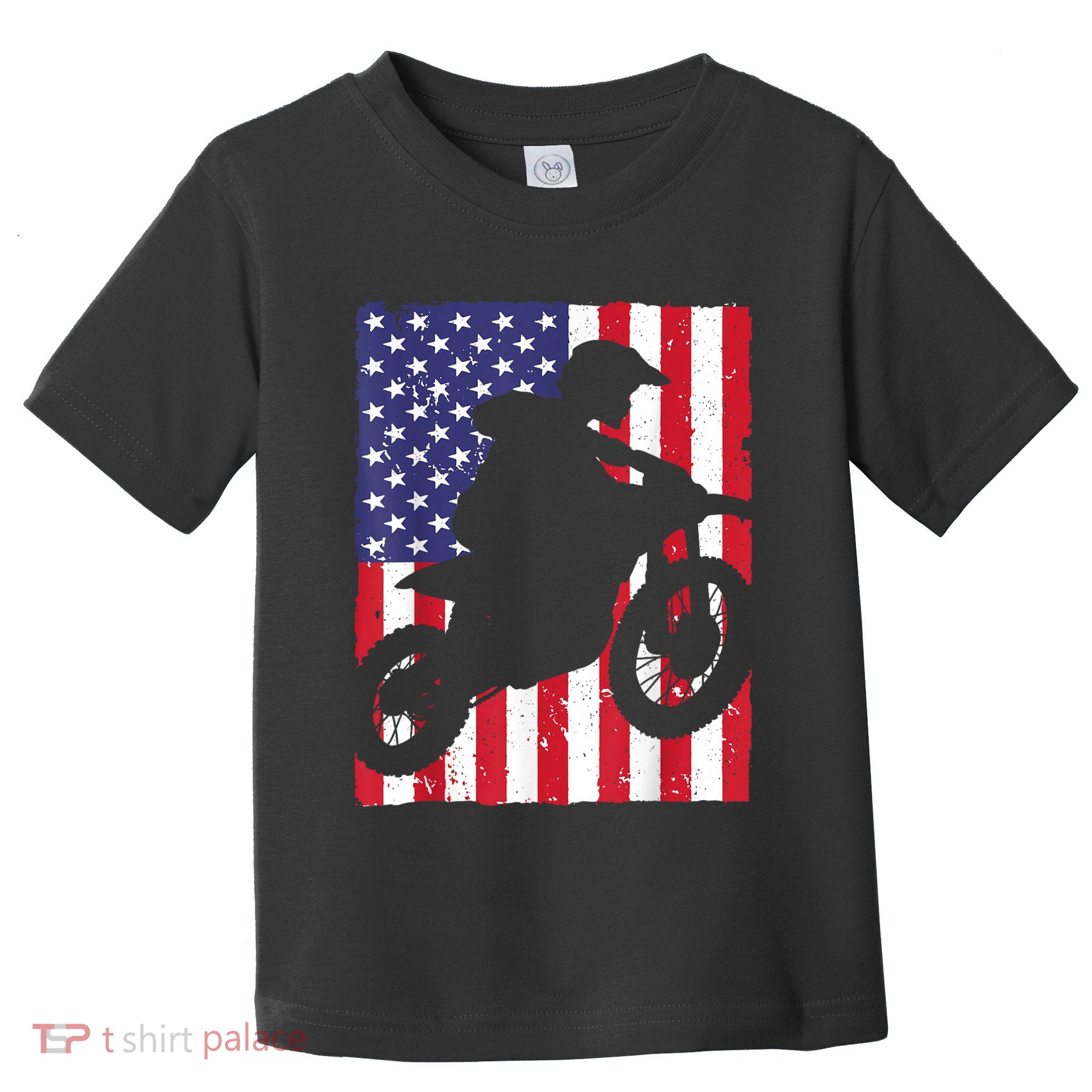 Best Dirt Bike For Men Dirtbike Racing US Flag Biker Toddler T-Shirt