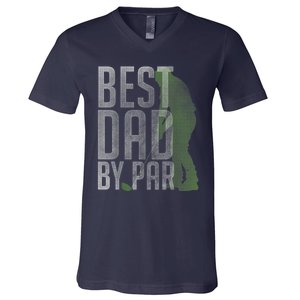 Best Dad by Par Father's Day Golf Lover Gift Papa Golfer V-Neck T-Shirt