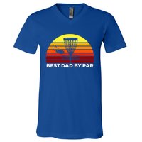 Best Dad By Par Frisbee Golf Dad Disc Golf Gift Cool Gift V-Neck T-Shirt