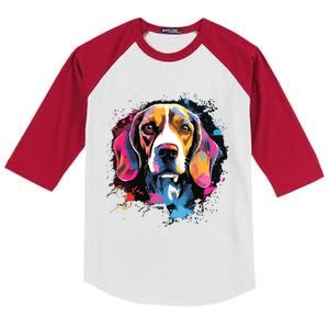 Beagle Dog Kids Colorblock Raglan Jersey