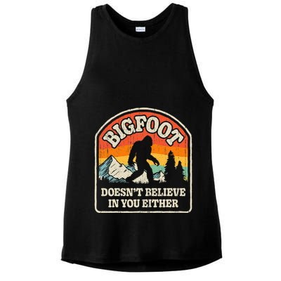 Bigfoot DoesnT Believe In You Either Ladies PosiCharge Tri-Blend Wicking Tank