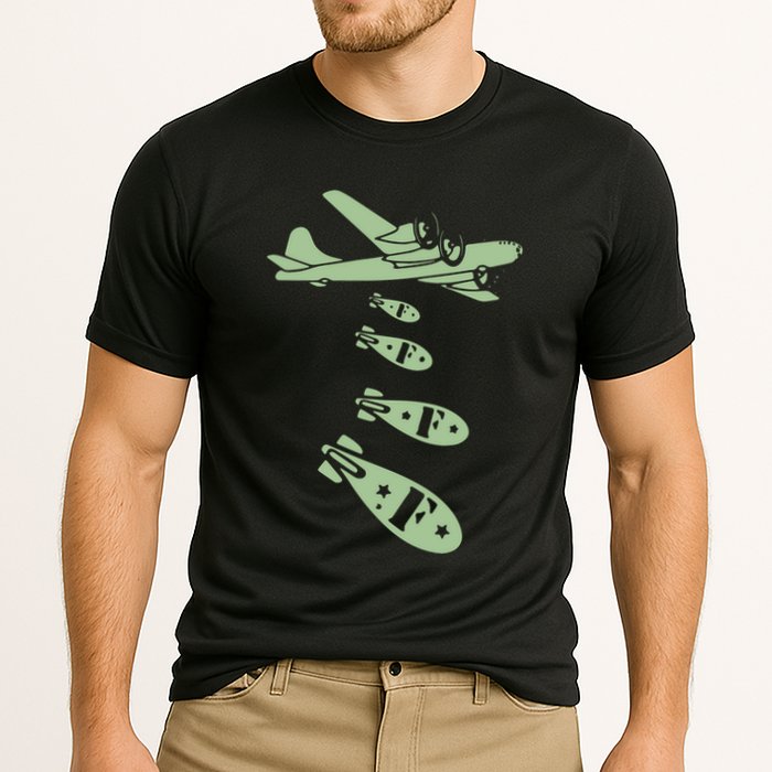 Bomber Dropping Bombs Cooling Performance Crew T-Shirt